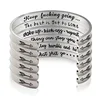 Promotional Gift Inspirational Words Engraved Open Cuff Bangle Silver Stainless Steel Cuff Bangle