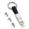 Portable 3 In 1 Magnetic Short USB Cable Android Type C Micro USB Cable Logo Custom Keychain Style Flat USB Data Cable