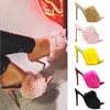 zm51193c New rabbit fur fish mouth high heel slippers fashion large size women shoes