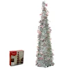 Hot Sale Collapsible Artificial 5ft Colorful Spankly Glitter Xmas Tinsel Tree With Joy Christmas Decoration