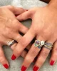 rainbow cz paved gold plated women jewelry colorful oval bead Easter Egg ring