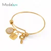 Modalen Girl Gift Woman Jewelry Gold Cuff Lock Key Stainless Steel Charm Bangle