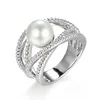 SR00620 Top Sale 925 Sterling Silver Accessories Women Good Quality Jewelry Real Pearl Stackable Rings