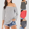 KEYIDI OEM Factory Sexy Striped Split Strapless Summer Long T shirt Tops Women