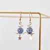 Fashion Blue Star Moon Star Stud Earrings For Women Gold Color Universe Planet Circle Long Earrings
