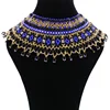 Wholesale Boho Colorful Acrylic Beaded Ethnic Bib Choker Shoulder Statement Necklace Fish Net African Tribal Handmade Collar
