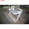 Modern white foldable small computer office desk with chair stone material