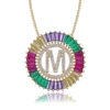 Adjustable brass colorful zircon micro pave gold 18K plated chain jewelry initials multi letter necklace women