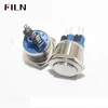FILN momentary Stainless Steel push button CE 22mm diameter high flat metal switch with solder pins no light