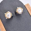 Wire Wrapped Freshwater Pearl with Mini Pearl Dainty Delicate Stud Earrings