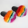 Wholesale Fashionable Sandals Fur Slides Furry raccoon Fur Slippers for women