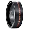 Mesinya 8mm Men's Black Tungsten Carbide Wedding Band Hawaiian Koa Wood Engagement Ring Brushed Finish Comfort Fit Size 7-12