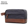 China factory canvas vegan custom print genuine leather plain purse male zip clutch logo make up men cosmetic bag with zipper
