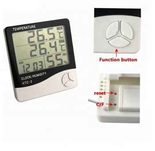 Digitale Thermometer Hygrometer HTC-2 Weerstation Wekker Indoor Kamer LCD Elektronische Temperatuur-vochtigheidsmeter