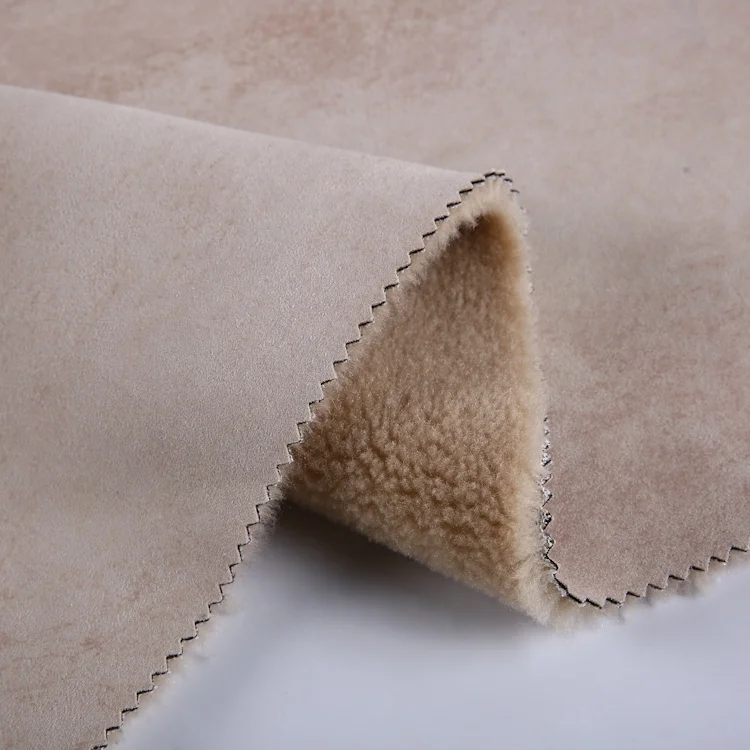 Sherpa Fur Wool Polyester Fabric Foiled Suede Bonded Faux Fur Fabric ...