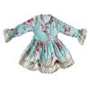 Classic Elegant Wedding Party Long Sleeve Flower Prints With White Lace Decoration Ruffle Girls Fall Dresses Clothing