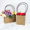 Foldable Portable Kraft Paper Preserved Rose Gift Bouquet Wholesale Package With Packing Bag Flower Packaging Folding Box