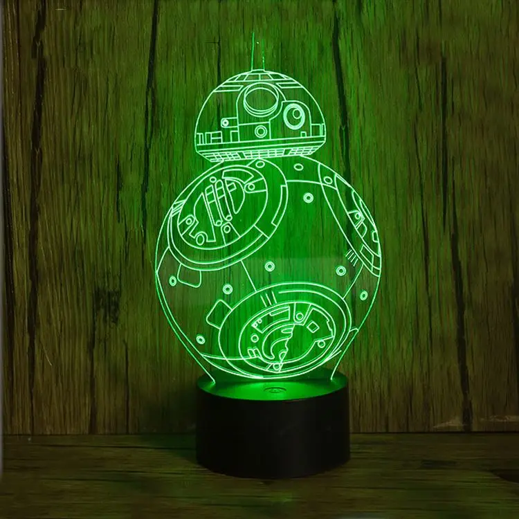 3d BB-8 Shape ABS Base Micro USB Connect LED Table Lamp 3D illusion Night Light Lamp