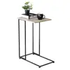 Sofa Side Table, C Shape Snack End Table Wood Look Accent Furniture for Living Room Bedroom