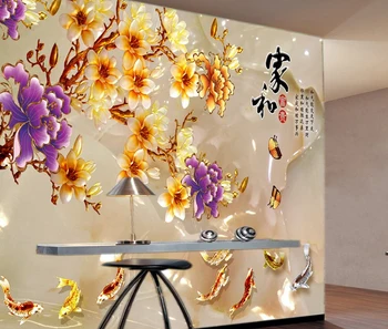 金魚花中国デザイン 3d 壁画壁紙 Hd ファッションリビングルームのための Buy 中国デザイン 3d 壁画 Hd ファッション壁紙 金魚 3d 壁の壁画 Product On Alibaba Com