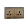 Luxury gold color 13A multifunction double socket with switch,13A switched socket CE,CCC ISO9001