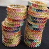 Hot selling 18k yellow gold plated rainbow stone color cz rainbow rings for girls