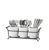 New products white ceramic restaurant cutlery holder kitchen utensil holder with iron stand