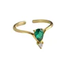 Tonglin luxury simple pear-shaped green sapphire stackable ring in 18k gold