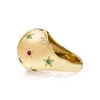 LOZRUNVE Hip Hop Punk Rainbow Color Zirconia Star Bombe Ring 2019