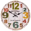 14" Large Art Decorative Colorful Retro Arabic Numerals Silent Non -Ticking Quartz Wooden Wall Clock