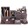 Custom wholesale school supplier 6 in 1 set Office Desk organizer high quality pu leather stationery desk set for desktop