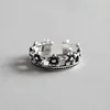 Tonglin vintage flower 925 silver ring handmade jewelry