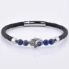 Stainless Steel beads Leather Boy And Girl Bracelet Bangle