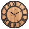 Large 18-inch Farmhouse Rustic Barn Vintage Bronze Solid Wood Noiseless Big Oversized Wall Clock