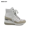 Wholesale Ladies Leather Short Casual Shoes Wedge Heels Platform Women Ankle Boots