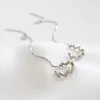Tonglin elegant sterling silver rhinestone long wire dangle earrings chandelier bridal wedding gift 4 ways wearing style