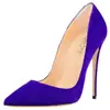 2019 Summer fashion women suede royal blue purple thin heel job shoes party formal pumps direct from China