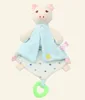 Eco-friendly safe plush animal baby rattle plush comforter with teether