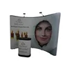 Fast set up free standing straight and curved double sides spring pop up shelf display boothor business promotion
