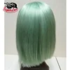2019 New Arrival SuperLove Green lace front wig Light %180 Indian Virgin Raw Silky Straight human hair lace Front Bob wig Green