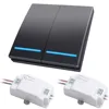 SMATRUL 2 gang 433Mhz smart Wireless Light Switch RF Remote Control push BUTTON AC 110V 220V Receiver Wall Panel Ceiling Lamp