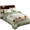 green patchwork floral with small square king size comforter bedspread quilted coverlet sets