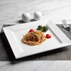 Restaurant White design Rectangle Porcelain Dish Plate, Hotel Luxury Good Quality Ceramic Square Flat Plate/