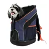 Outdoor Travel Hiking Walking Mesh Covered Windows Hideaway Portable Dog Backpack Cat Bag Carrier Navy Blue