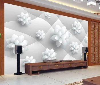 3dステレオ白い花の3d壁紙デザイン抽象花ホームアート壁の壁画オフィス