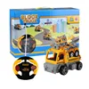 Trailer disassembly toy car remote control engineering vehicle with flashing lights children's educational building blocks