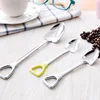 1Pc Creative Metal Ice Cream Coffee Spoon Shovel Shape Shell Tea Spoons 2 Colors Afternoon Tea Dessert Long Handle Spoon
