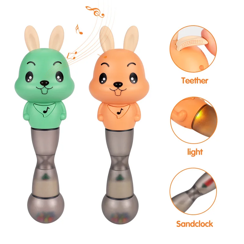 Образовательные пластиковые животных шейкер рука детская погремушка силиконовый Прорезыватель свет музыкальная детская игрушка