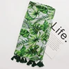 Modern Style Green Tropical Plants Palm Leaf Beach Towel Casual Chiffon Longline Cardigan printed scarf