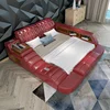 French style modern massage leather bed, 5 parts multifunctional wooden bed